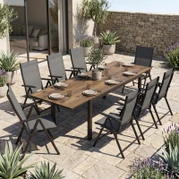 Outsunny Masă Extensibilă pentru Terasă cu Margini din aluminiu, 160/240x90x74 cm, Maro(m-13)