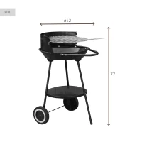 Barbacoa de Carbón Portátil Aktive, Parrilla Regulable 3 Alturas, 42x77 Cm, Negro(m-4)