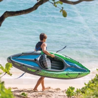 Kayak Hinchable Intex Challenger K1 con Remo y Bomba, 274x76x33 Cm, Verde, Negro y Azul(m-5)