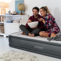 Colchón Hinchable Individual Dura-Beam Deluxe con Hinchador Eléctrico, 99x191x46 Cm, Gris(m-7)