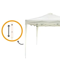 Cenador Plegable con Altura Ajustable, 300x300x240-250 Cm, Blanco(m-7)