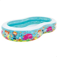 Piscina Hinchable Infantil Rectangular Paradise con Ilustraciones Marinas, 262x160x46 Cm, Azul(m-1)