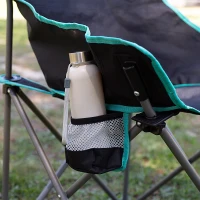 Silla Plegable Camping con Posavasos y Bolsa, 50x47x74 Cm, Negra(m-5)
