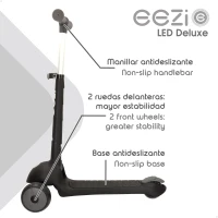 Patinete 3 Ruedas Infantil Plegable con Ruedas Luminosas, 30x61,5x64-78 Cm, Negro(m-3)