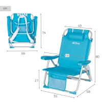 Silla Playa Baja Plegable Multiposición Aktive, 49x58x80 Cm, Azul(m-4)