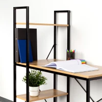 Escritorio Max Home Madera y Acero con Estantería Integrada, 100x52x120 Cm, Negro(m-3)