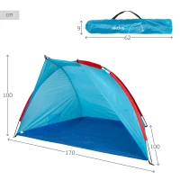 Paravientos Playa Plegable para 2 Personas con Suelo y Bolsillo, 62x8x9 Cm, Azul(m-4)