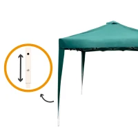 Cenador Plegable Altura Ajustable 300x300x240-250 Cm, Verde(m-7)