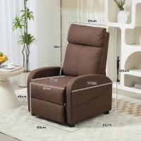 HOMCOM Fotoliu Relax Rabatabil cu Suport pentru Picioare, din Material Textil cu Aspect de In, 69x85x100 cm, Maro(m-3)