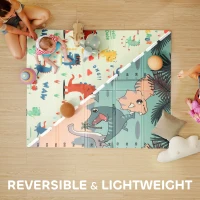 AIYAPLAY Dinosaur-Themed Baby Plat Mat Double Sided, Foldable, Water-Resistant for Outdoor/Indoor, 177 x 146 x 1.5cm(m-4)