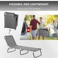 Outsunny Garden Sun Lounger, with Five-Position Back - Grey(m-6)