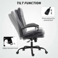 HOMCOM Double Padded Linen-Look Office Chair - Charcoal Grey(m-5)