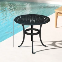 Outsunny Outdoor Garden Table, Cast Aluminium Patio End Table with Anti-slip Foot Pads for Garden, Patio, Balcony, 60 x 60 cm, Black(m-3)