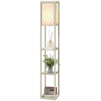 HOMCOM Three-Shelf Standing Lamp - Oak/White(m-11)