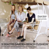 Outsunny Three-Seater Bench Cushion - Khaki(m-7)