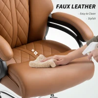 HOMCOM Spring Padded Faux Leather Office Chair - Light Brown(m-7)