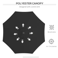 Outsunny 2.7m Outdoor Patio Garden Umbrella Parasol with Tilt Crank and 24 LEDs Lights, Black(m-6)
