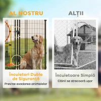 PawHut Țarc pentru Câini de Exterior din Oțel cu Acoperiș din Material Oxford, Anti-UV, Impermeabil, 2 Boluri, Verde(m-8)