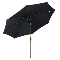 Outsunny 3(m) Tilting Parasol Garden Umbrellas, Outdoor Sun Shade with 8 Ribs, Tilt and Crank Handle for Balcony, Bench, Garden, Black(m-1)