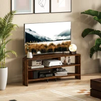HOMCOM Corner TV Stand with 2 Open Shelves for 47 Inch TV - Rustic Brown(m-6)