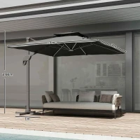 Outsunny 3 x 3(m) Aluminum Sun Square Canopy Top w/ Adjustable Pole Angle Dark Grey(m-3)