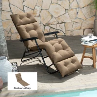 Outsunny Sun Lounger Cushion Only, 190 x 56 x 10 cm Garden Lounge Chair Cushion, UPF20+ 220gsm Fabric, Thick Sunbed Replacement Pad with 6 Ties, Khaki(m-2)