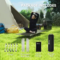 Outsunny Lightweight Camping Bed, Aluminium Portable Camp Cot w/ Strong Support 150kg and Carry Bag for Camping, Dark Green(m-6)