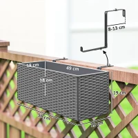 Outsunny Set of Two Rattan-Effect Planters - Grey(m-3)