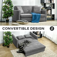 HOMCOM Snow Flannel Two-Seater Sofa Bed, with Storage - Grey(m-4)