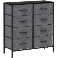 HOMCOM Fabric Chest of Drawers, Industrial Bedroom Dresser with 8 Fabric Drawers, Steel Frame and Wooden Top for Nursery, Living Room, Hallway, Black(m-1)