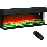 HOMCOM 1800W 15-40℃ Adjustable Flame Glass Panel Convector Heater, 127cm(m-10)
