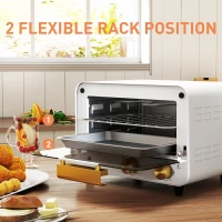 HOMCOM Small Toaster Oven, 12L Multifunction Mini Countertop Oven with Glass Door, Adjustable Temperature and Timer, White(m-5)