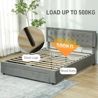 HOMCOM King Size Ottoman Bed Frame, with Front Drawer - Grey(m-6)