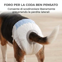 PawHut Pannolini per Cani Femmina, 48 pezzi, Taglia M con Fascia Elastica Regolabile, 48x35x1 cm, Bianco(m-22)