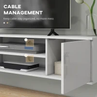 HOMCOM Floating TV Stand Cabinet for TVs up to 60", Wall Mounted TV Unit with Open Shelf, Storage Cupboards and Cable Management for Living Room, White(m-7)