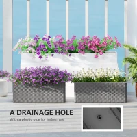 Outsunny Set of Two Rattan-Effect Planters - Grey(m-6)