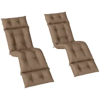 Outsunny Set of Two 190 x 56cm Sun Lounger Cushions - Khaki(m-11)