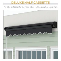 Outsunny 3 x 2.5m Electric Awning with LED Light, Aluminium Frame Retractable Awning Sun Canopies for Patio Door Window(m-5)