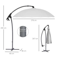 Outsunny 2.7m Cantilever Parasol, with Cross Base - Grey(m-3)