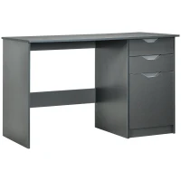 HOMCOM Computer Desk with Drawers, High Gloss Home Office Desk with Storage Cabinet, Study Workstation, 120 x 60cm, Grey(m-1)