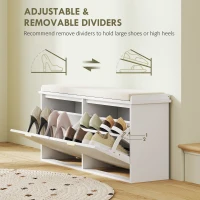 HOMCOM Elegant Ten Shoe Bench, with Top Seat - White(m-6)