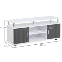 HOMCOM TV Cabinet Unit for TVs up to 50'' with Storage Shelf and Cupboards, Living Room Entertainment Center Media Console, Grey and White(m-3)