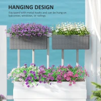 Outsunny Set of Two Rattan-Effect Planters - Grey(m-7)