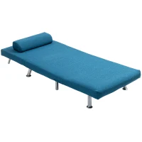 HOMCOM Single Linen-Look Sleeper Chair - Blue(m-11)