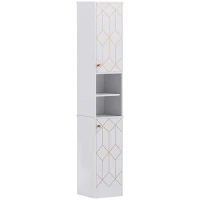 HOMCOM Tall Bathroom Storage Cabinet with Doors, Slim Bathroom Storage Unit with Adjustable Shelves, Freestanding Bathroom Storage Unit, White(m-1)