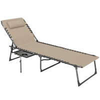 Outsunny Five-Position Reclining Sun Lounger - Beige(m-1)