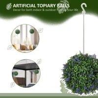 HOMCOM Set of 2 Artificial Plant Topiary Balls, UV-protected Fake Decorative Plants, Purple(m-4)