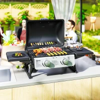 Outsunny Two-Burner Compact Gas Grill - Black(m-8)
