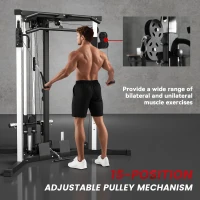 SPORTNOW Home Gym Machine, Multifunctional Gym Equipment with High and Low Pulleys, Pull Up Bar, 15-Position Adjustable Strength Training Workout Station for Full Body Fitness(m-5)