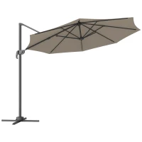 Outsunny 3 m Five-Angle Cantilever Parasol - Light Grey(m-10)